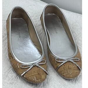 Donald J Pliner Women's 8 Tan Silver Cork Ballet Flats Slip On Comfort Shoes